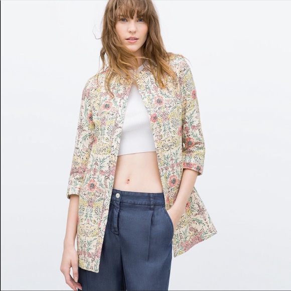 zara floral coat